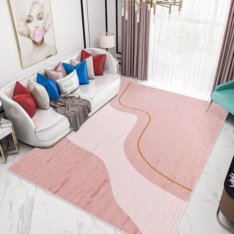 Dark Navy Modern Rug PVC Pattern Rug Stain Resistant Rug for Living Room