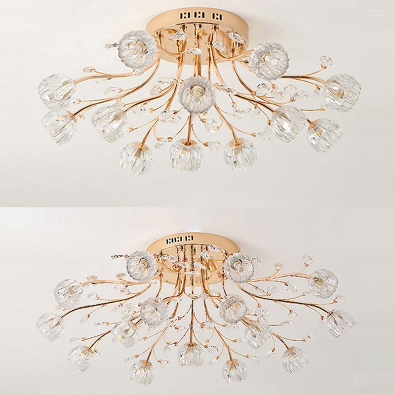 Vintage Flush Mount Decke Leicht geripptes Glas Starburst Flush Mount Light für Wohnzimmer