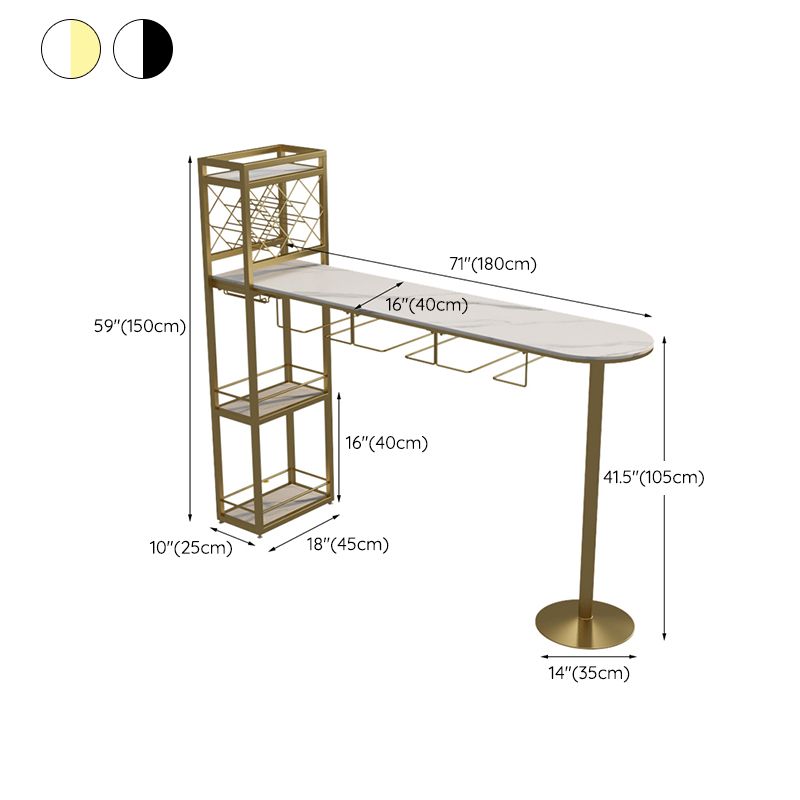Modern 1/3 Pieces Bar Table Set Stone Counter Table with Rotatable Stools for Living Room