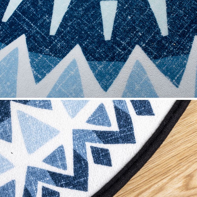 Modern Style Geometric Pattern Rug Circular Shape Stain Resistant Rug for Home Decor