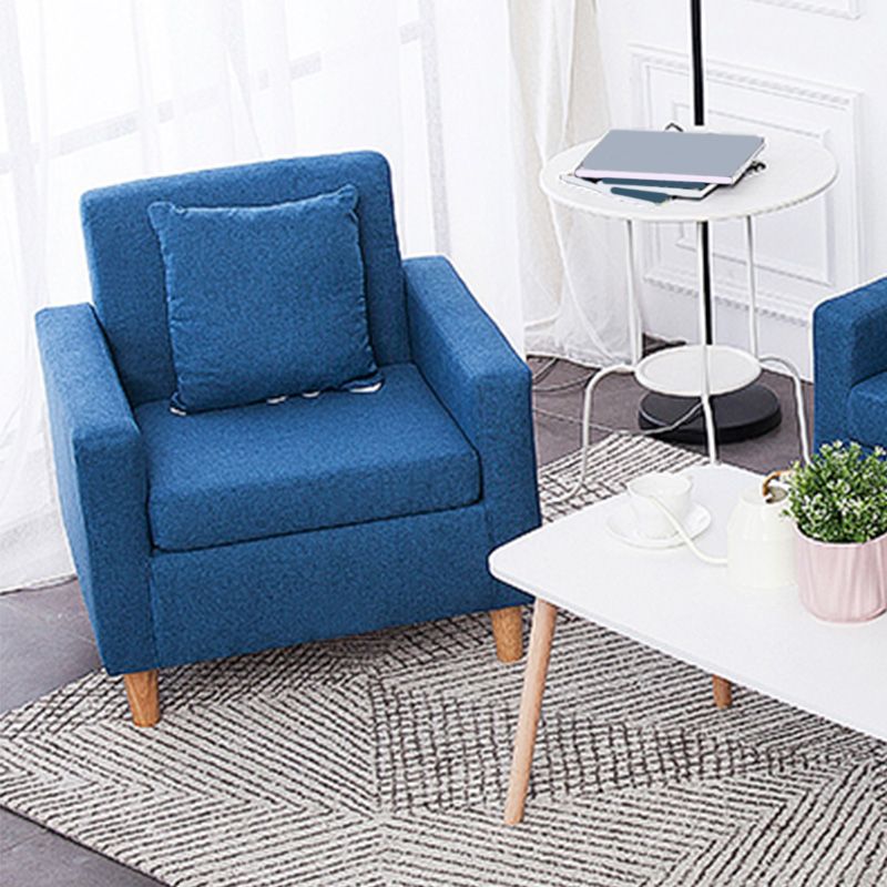 27.5"Wide Faux Leather/Linen Blend Tight Back Arm Chair with Basic Four Legs