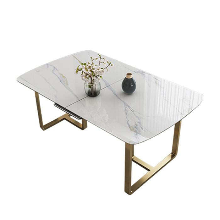 Glam 1/4/5/7 Pieces Dining Table Set with White Sintered Stone Top Scalable Dinette Set
