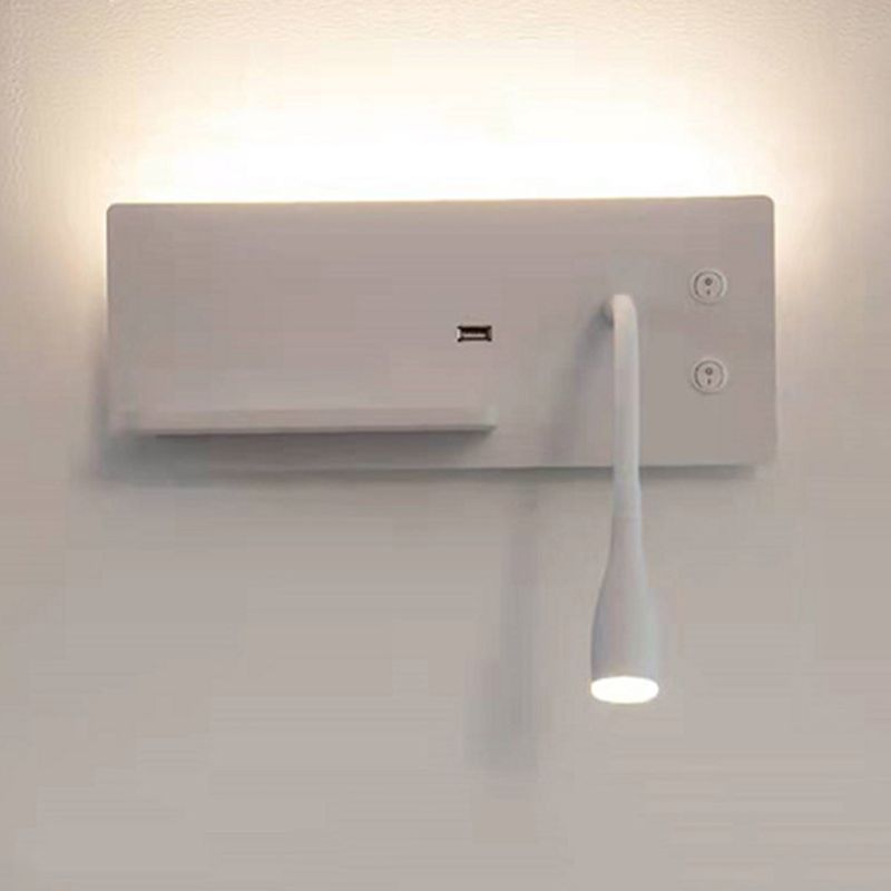 Modern Metal Wall Light Rectangle 12" Wide Reading Wall Sconce for Bedroom
