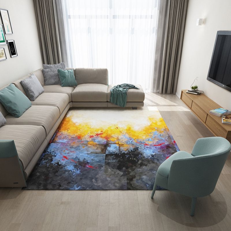 Formeel abstract bedrukt vloerkleed Multi-gekleurde katoenmix Binnentapijt Gemakkelijk te onderhouden Wasbaar vloerkleed voor decoratie