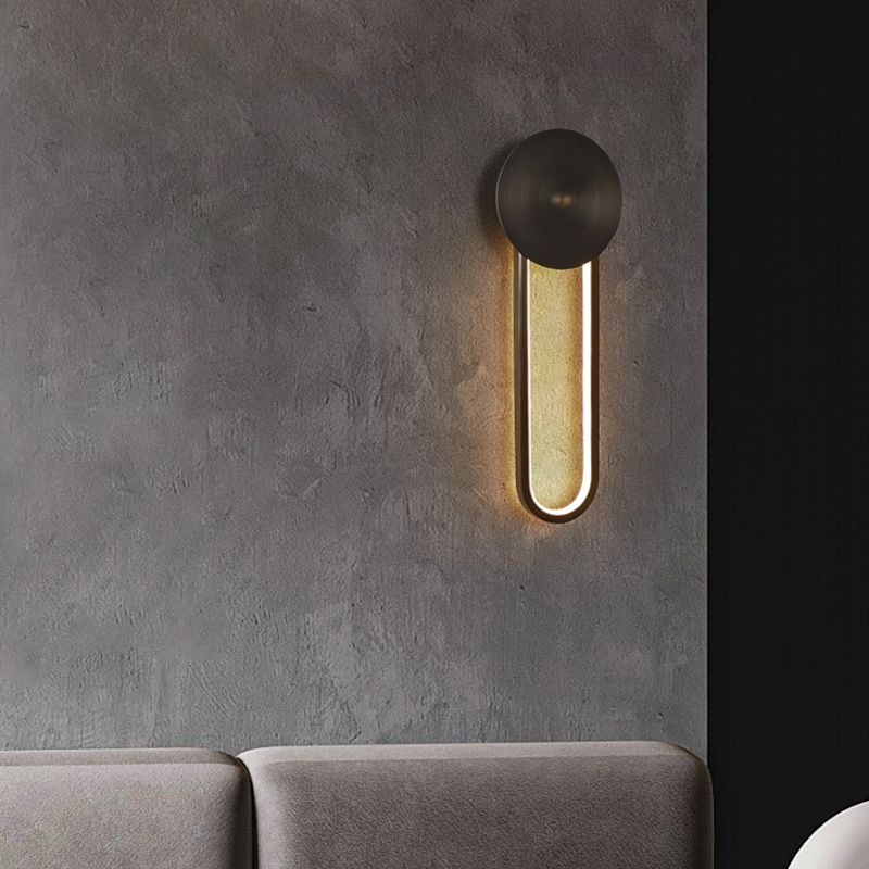 Oval Shade Metal Wall Sconce Modern Style 1 Light Wall Mount Lighting