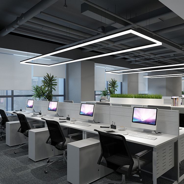 Linear Metal LED Island Light Fixture Modern Ceiling Pendant Light for Office