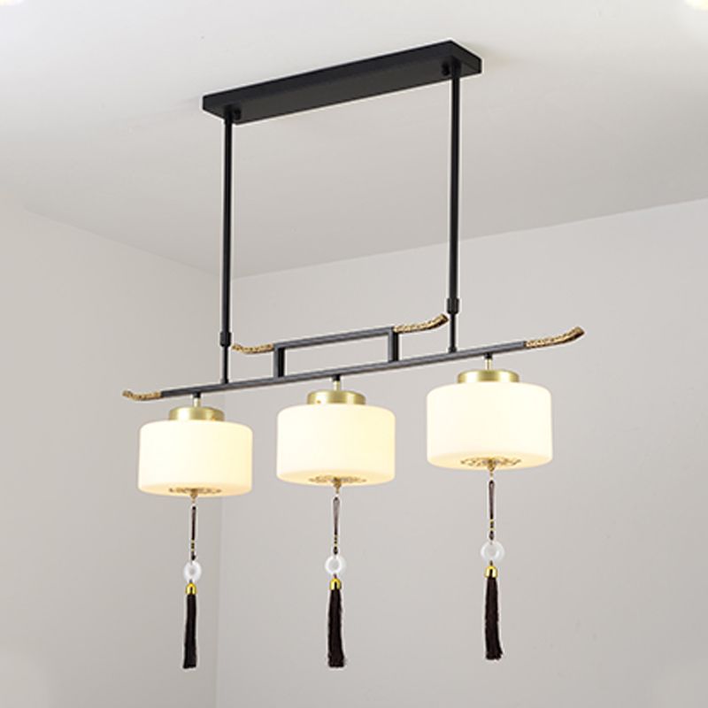 Modern Style Cylinder Shape Island Lights Metal 3 Light Island Lighting in Black