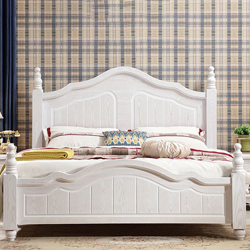 Victorian White Standard Bed in Solid Wood with Panel Headboard