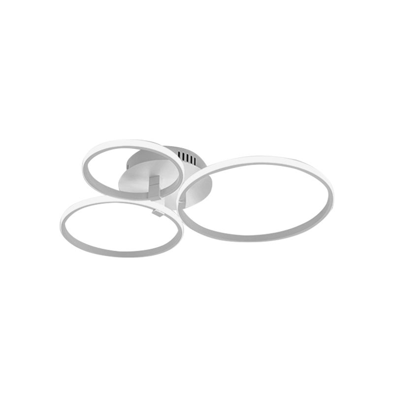 Multi Ring Semi Flush Light Minimalist Acrylic 3/9/12 Lights White Semi Flush Ceiling Light for Living Room