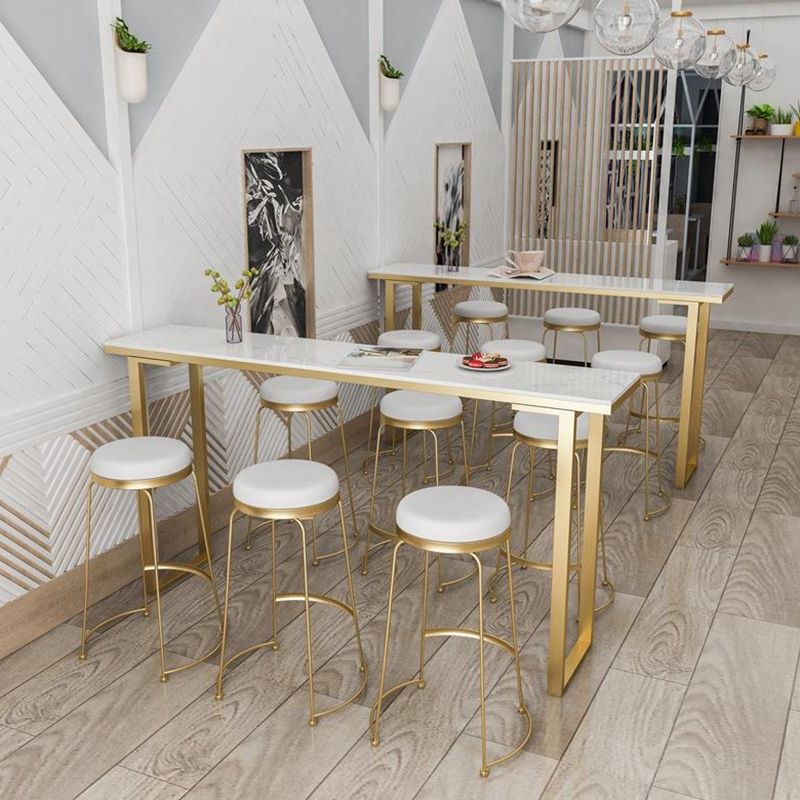 Modern Faux Marble Bistro Bar Table Rectangle Metal Base Bar Table