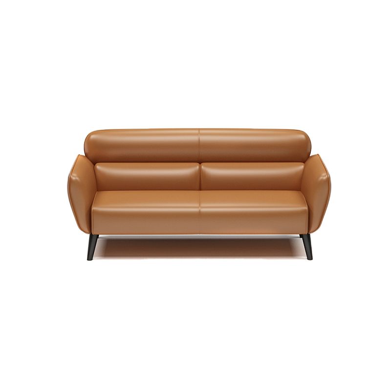 Faux Leather Square Arm Sofa Foam Filled Sewn Pillow Back Sofa for Living Room