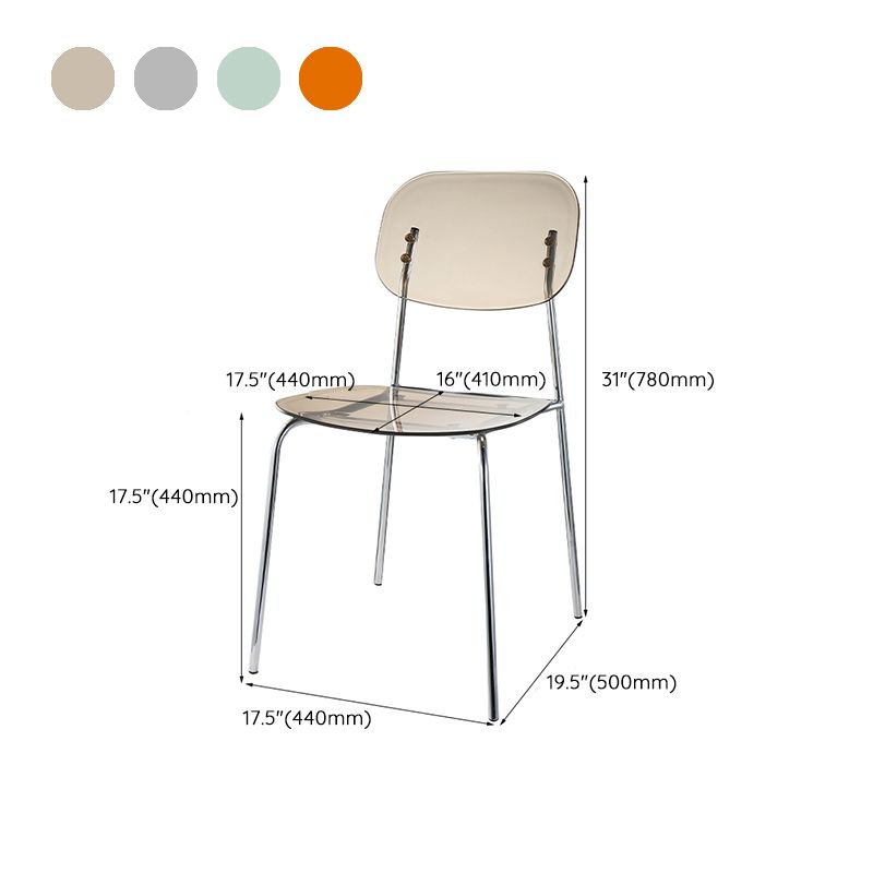 Scandinavian Metal Bar Stool Acrylic Patio Bar Stool with Chrome Base