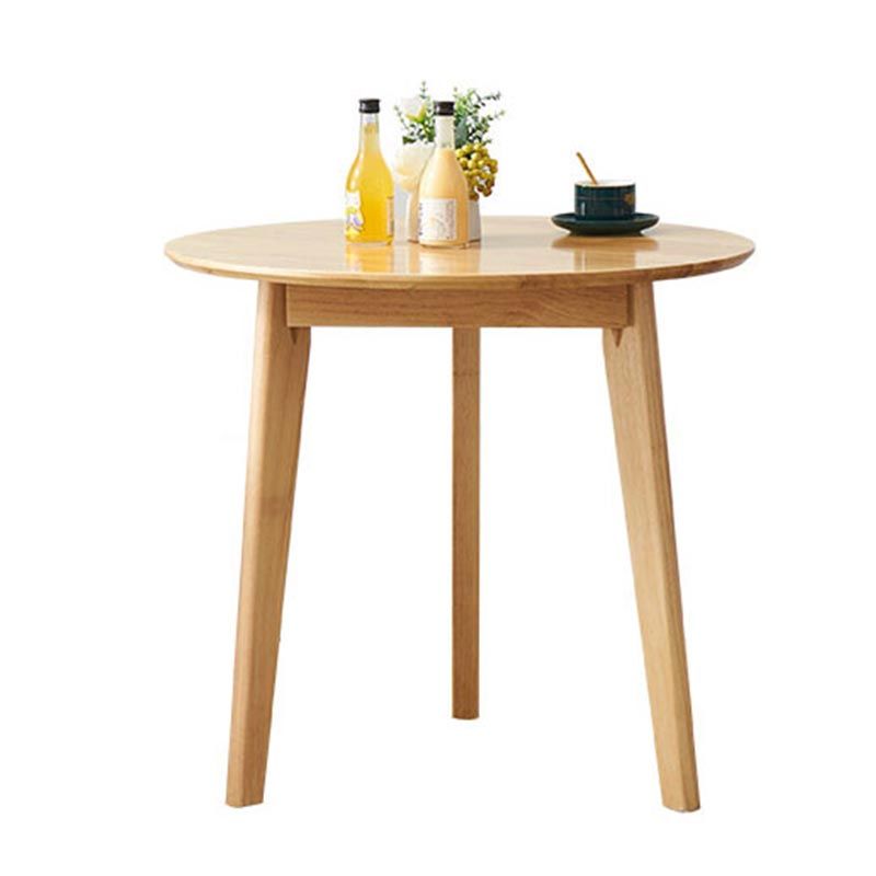 Rubberwood Solid Wood Dining Table Round Dining Table in Walnut and Natural