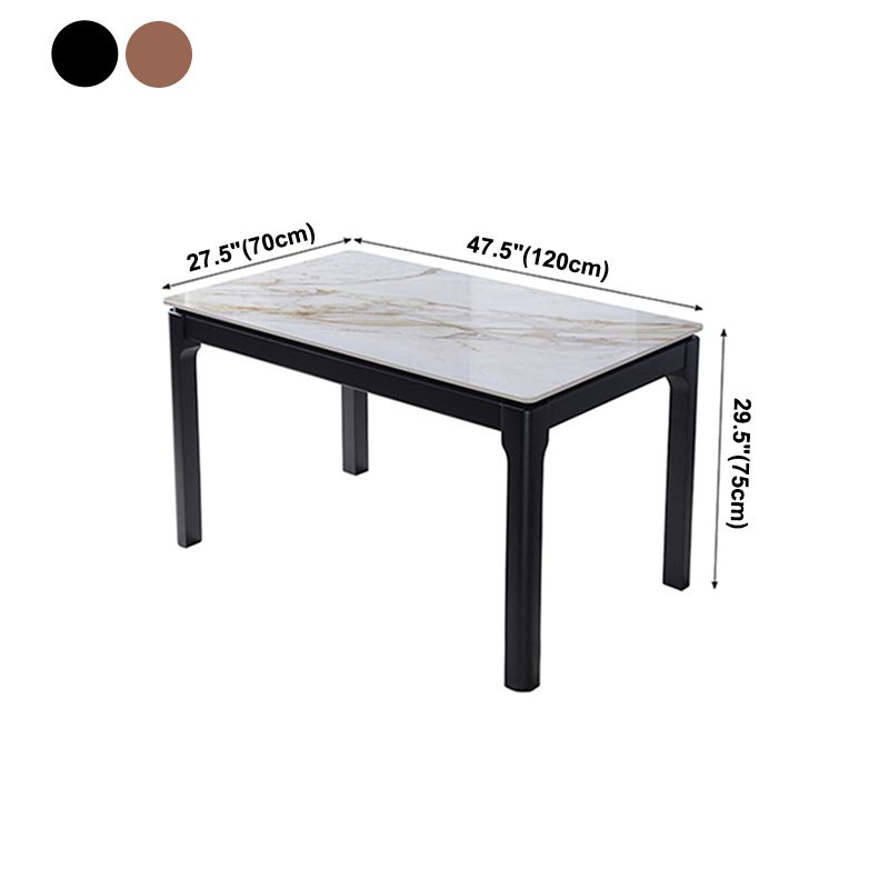 Mesa de comedor de piedra sinterizada de mediados de siglo 4 patas de madera de goma mesa de rectángulo de madera de caucho para casa