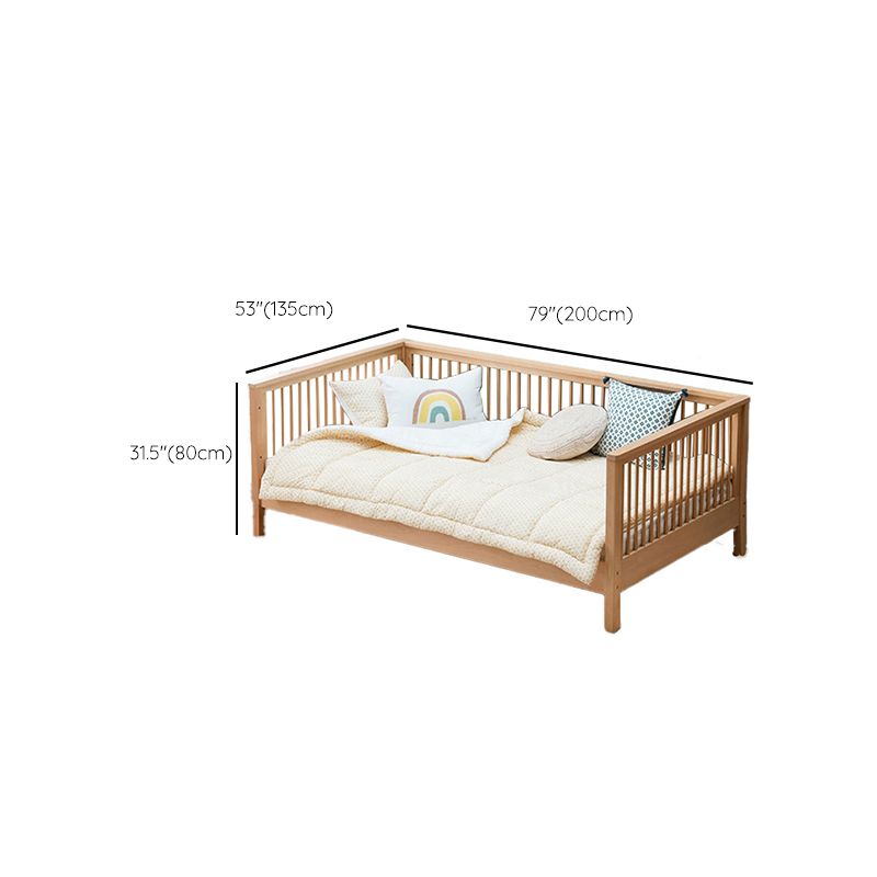 Contemporary Solid Wood Nursery Crib with Guardrail for Bedroom