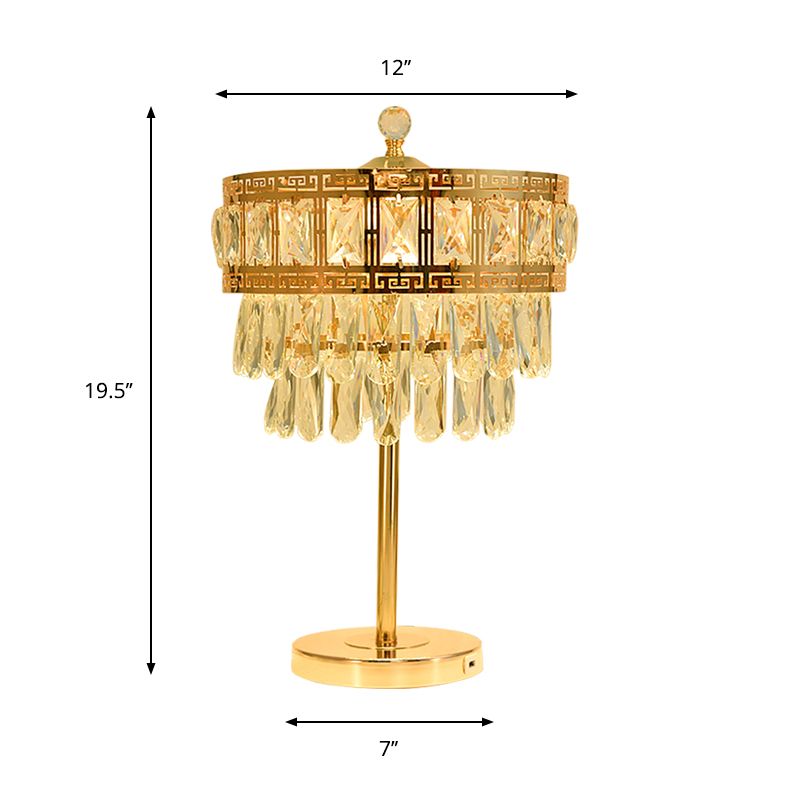 Lampada da tavolo in stile campagna a LED con illuminazione notturna a goccia in cristallo dorato per camera da letto
