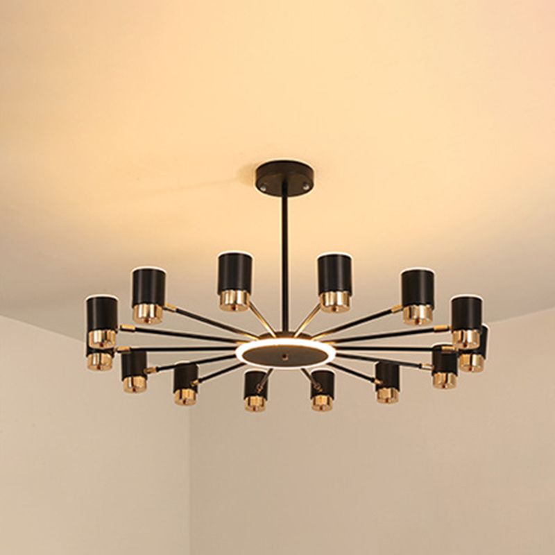 Metal Starburst Chandelier Pendant Light Minimalist Style LED Hanging Light Fixture in Black