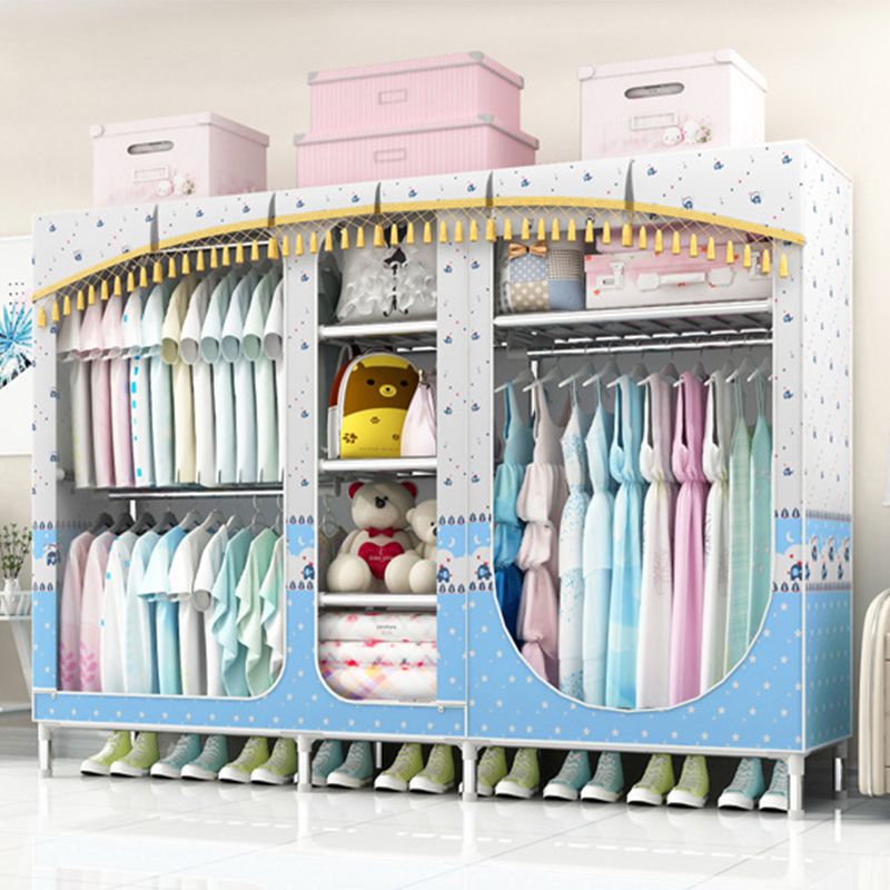 Contemporary Style Steel Wardrobe 3-door Wardrobe Closet with Legs