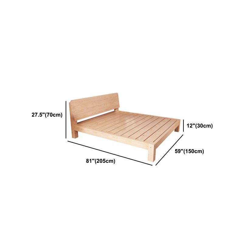 Scandinavian Solid Wood Panel Bed with Rectangular Headboard