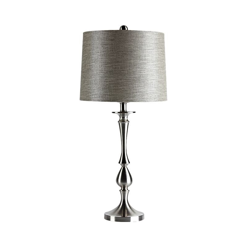Stofffassform Nachtlampe Antiquier 1-Licht Schlafzimmer Tischstand Beleuchtung in Schwarz/Silber/Gold
