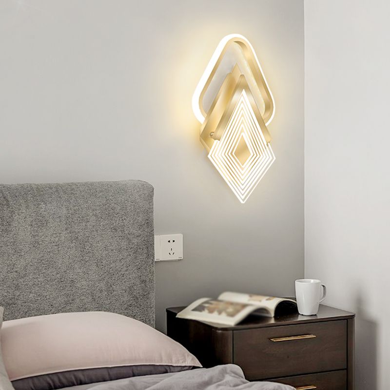 Contemporary LED Wall Mount in Black / Gold Metal Geometric Wall Fixture