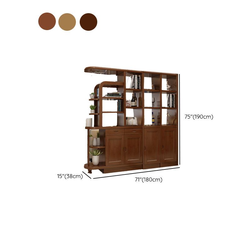 Contemporary 2-drawer Solid Wood 74.8" Tall Accent Cabinet with Doors