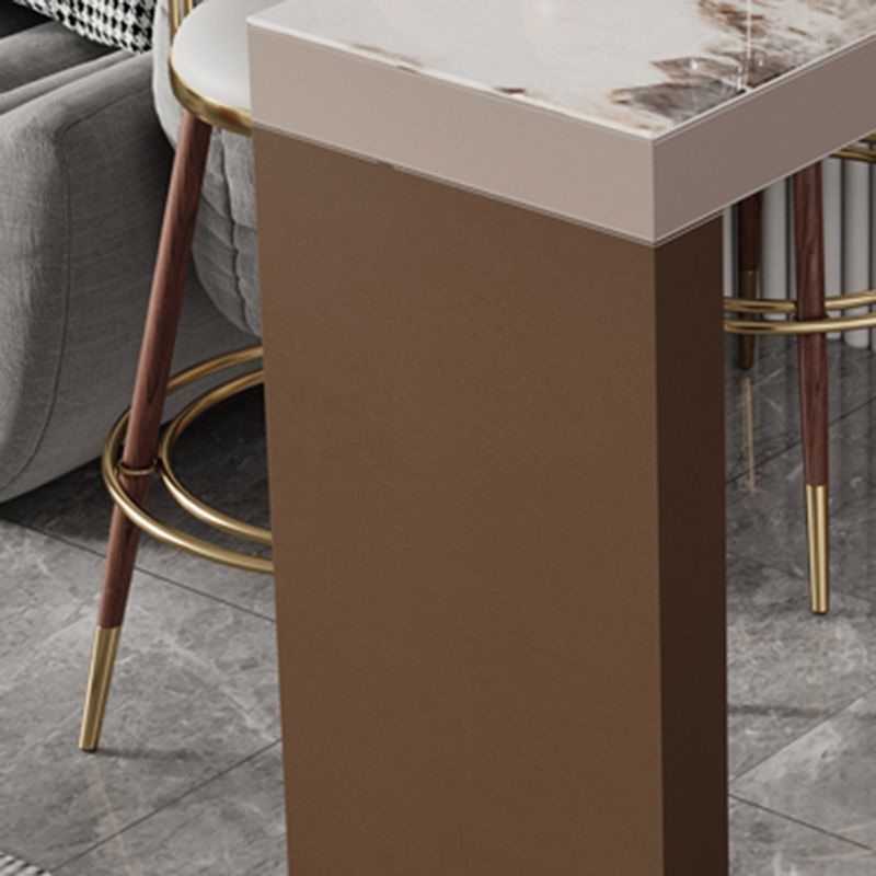 Brown Sintered Stone Bar Table Rectangle Dining Table for Kitchen Living Room
