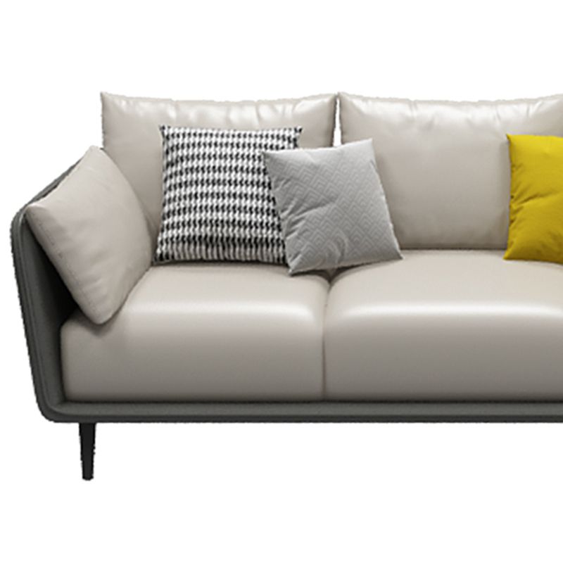 Stain Resistant Standard Faux Leather Square Arm Settee Couch with Pillows