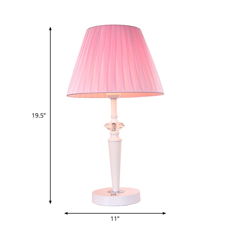 Scrivania in tessuto affusolato leggero moderno lampada da tavolo da notte a 1 luci con cristallo sfaccettato e interruttore touch