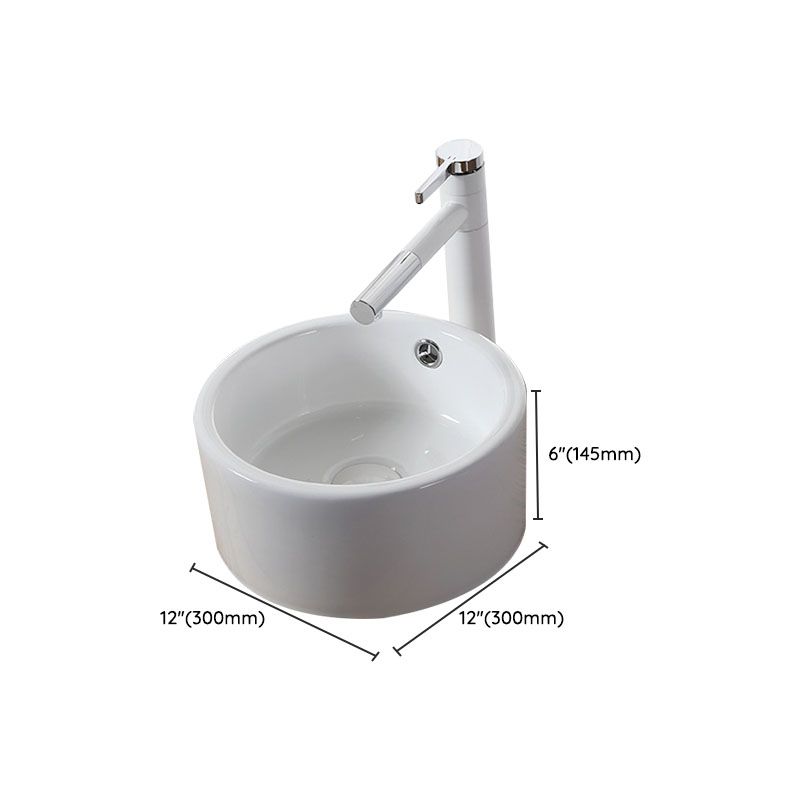 Modern Vessel Bathroom Sink Rectangular Porcelain Drain Vessel Sink(Not Included Faucet)