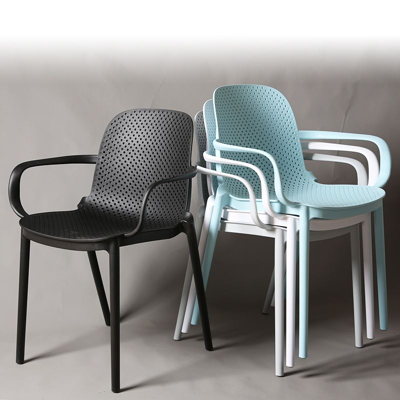 Eigentijdse stijl plastic eetkamerstoel Dining stapelbare stoelen voor keuken (set van 4)