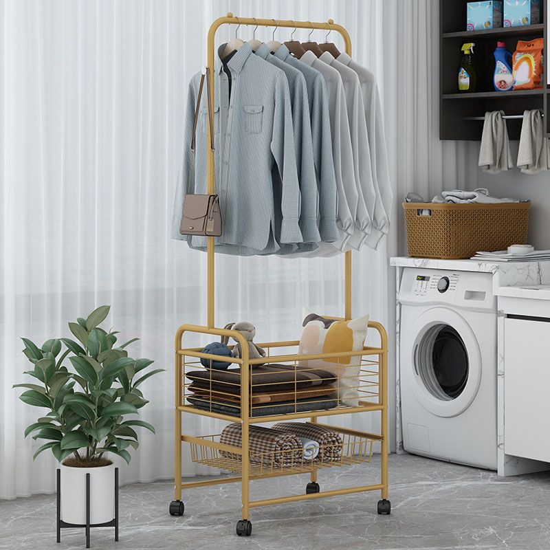 Gorgeous Coat Hanger Storage Shelving Metal Coat Rack with Castors