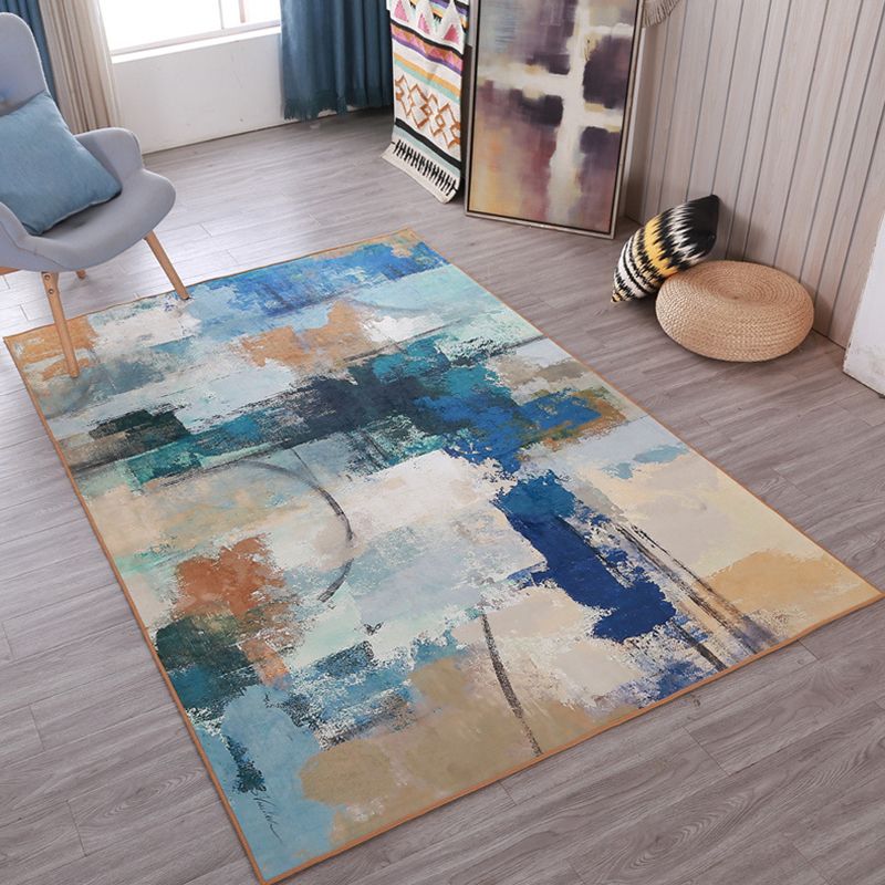 Creative Abstract Pattern Indoor Rug Simple Polyester Rug Washable Anti-Slip Rug for Living Room