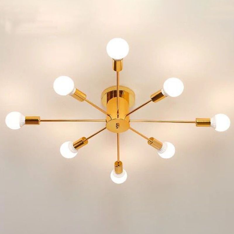 Metal Sputnik Shape Flush Mount Lights Modern Multi Light Flush Mount Light Fixtures
