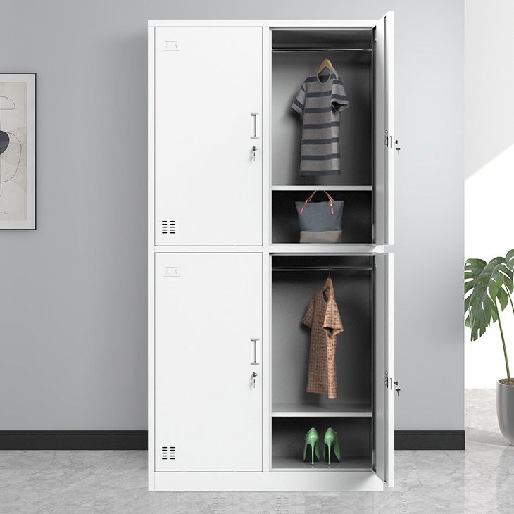 Contemporary Steel Storage Cabinet White Metal Hinged Door Cabinet