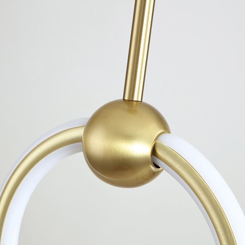 Gouden cirkelvormige led hanglamp in moderne eenvoud smeedijzeren hangende lamp met siliconen schaduw