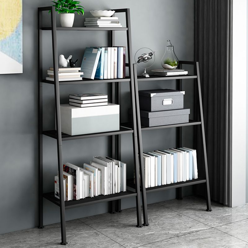 Ladder Metal Bookshelf Modern Bookcase with Rectangular Shelves