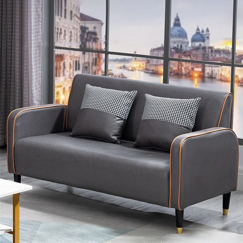 Contemporary Tight Back Square Arm Faux Leather Living Room Seating