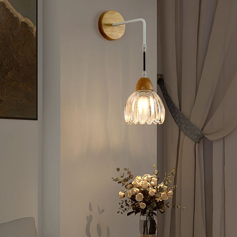 Contemporary Glass Shade Wall Sconce Lighting 1-Light Shade Wall Lamp for Bedroom