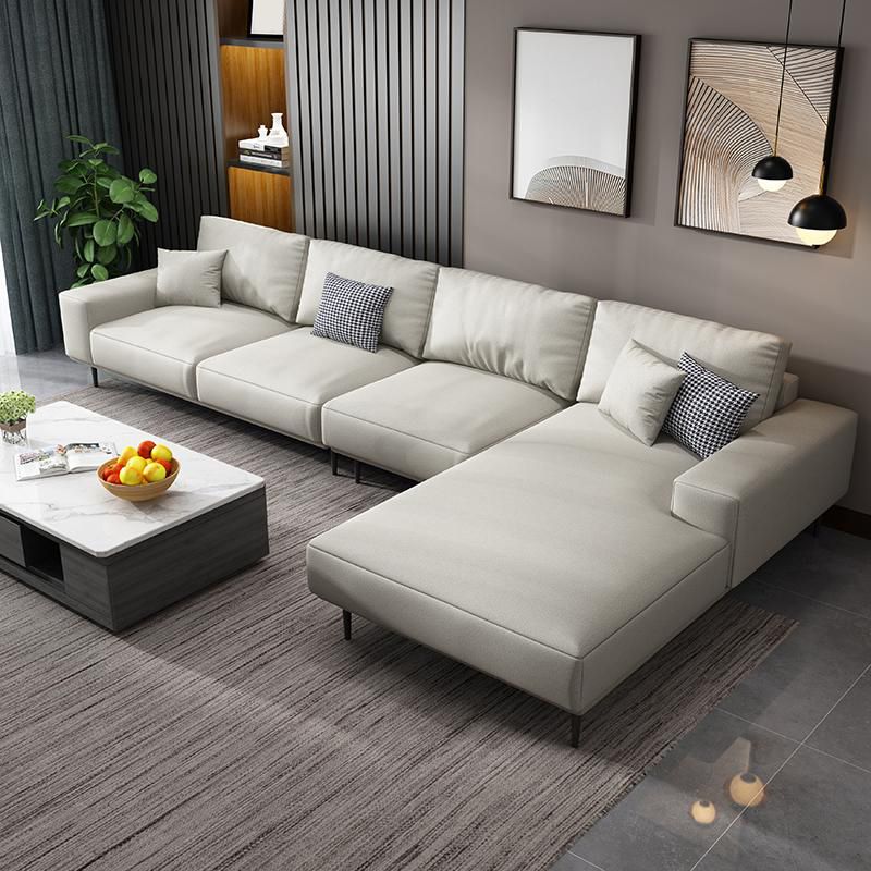 Contemporary Pillow Back Sectional with Recessed Arms for 4 People