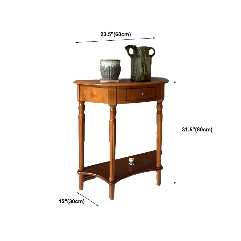 Storage Solid Wood Console Table Half Moon Mid-Century Modern Console
