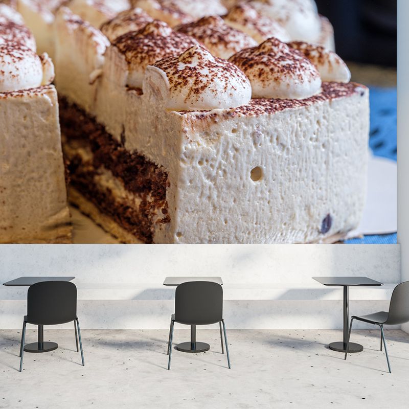Cake Dessert Wall Mural Minimalist Decoration for Dessert Shop, Stain Resistant
