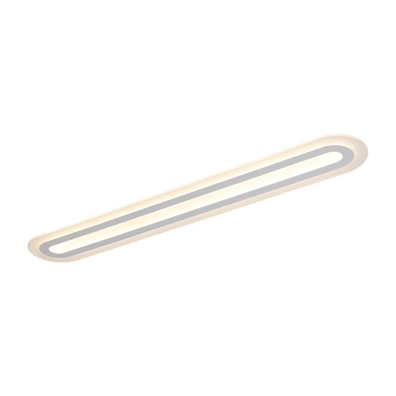 Acrylic Oval LED Flush Mount Light Simplicity White Ceiling Lighting in Warm/White Light for Corridor