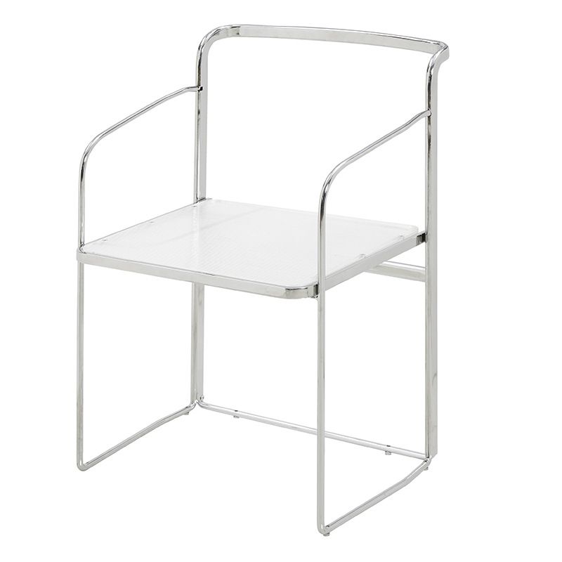 Metal Kitchen Dining Chairs Open Back Dining Side Chair in Silver