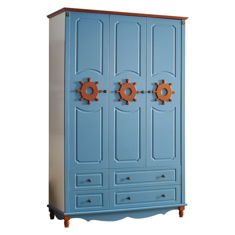 Hinged Wardrobe Cabinet with Legs Coastal Wooden Wardrobe Armoire