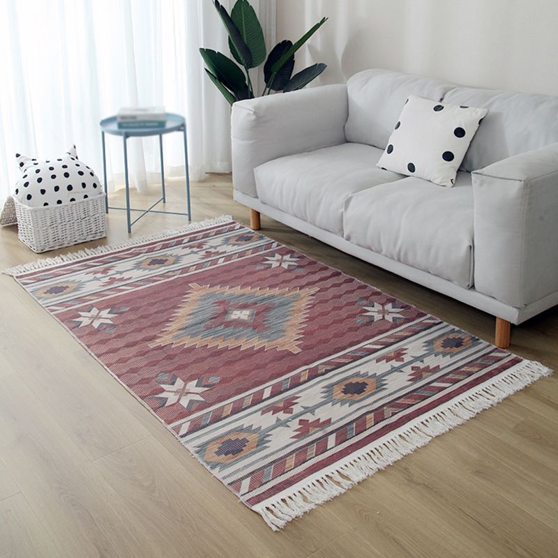 Multicolor Bohemian Area Carpet Cotton Ethnic Print Indoor Rug Washable Carpet for Living Room