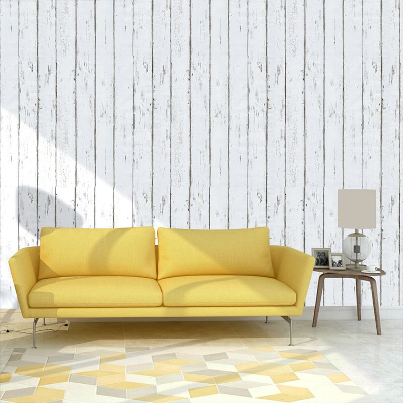 Adhesive Whitewashed Wood Wallpaper Country Style PVC Wall Decor for House Interior