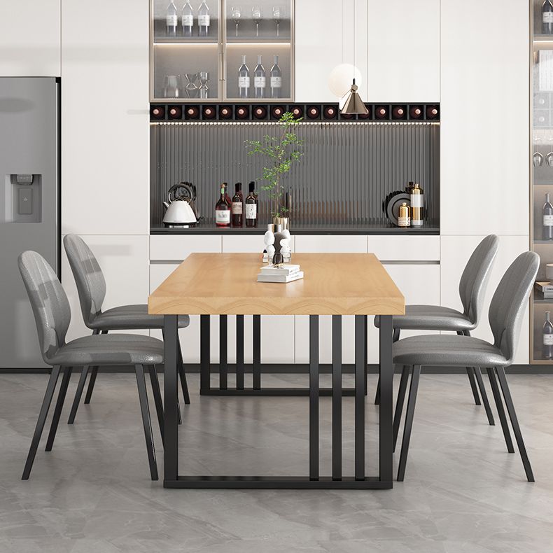 Industrial Rectangle Sled Base Furniture Solid Wood Dining Table for Home