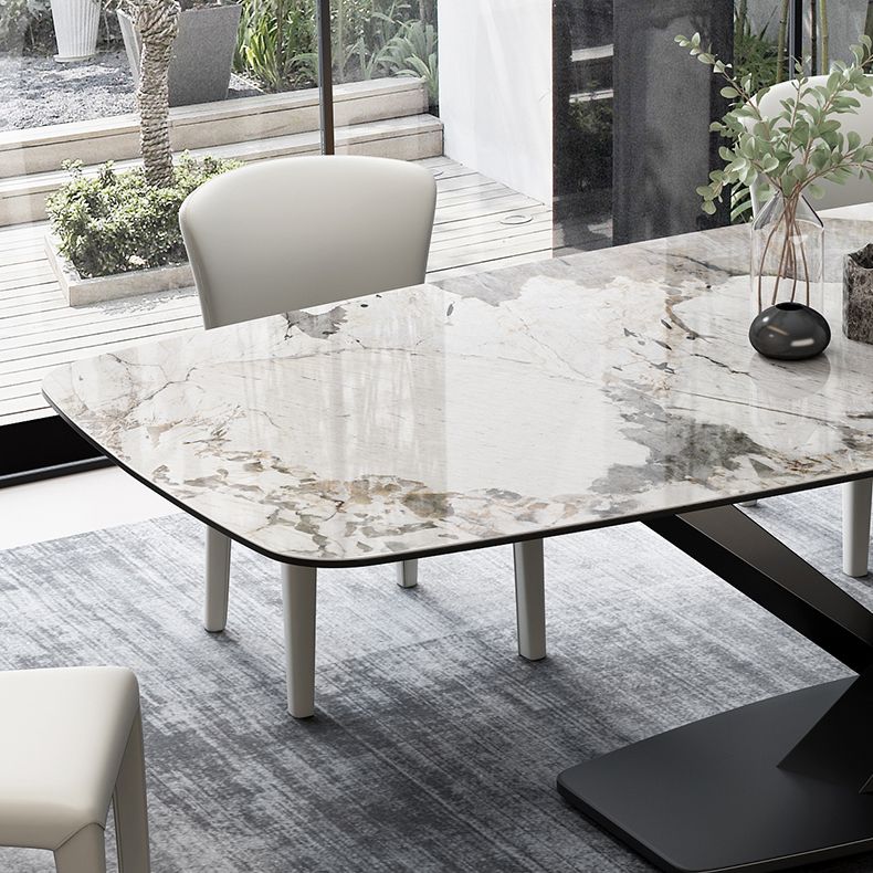 Metal Contemporary Rectangular Dining Table Sintered Stone Dining Table for Dining Room