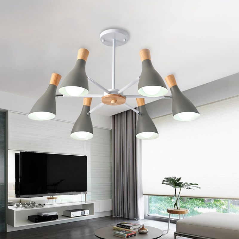 Cone Living Room Hanging Lights Metal 6 Bulbes de style moderne